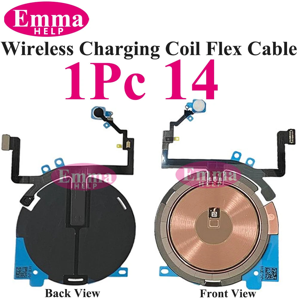 Wireless Charging Coil NFC + Power Volume Flex Cable for iPhone 14 14 Plus 15 15 Pro Max 16 – WPC Charging Antenna
