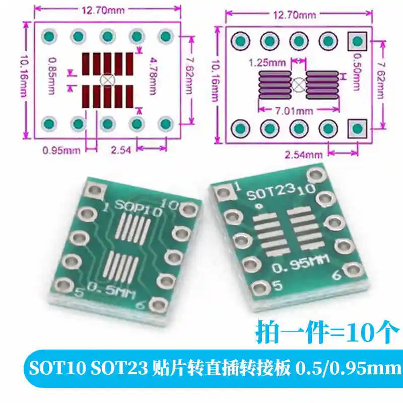 10-100PCS Javino PCB Board Kit SMD Turn To DIP Adapter Converter Plate SOP MSOP SSOP TSSOP SOT23 8 10 14 16 20 28 SMT To DIP