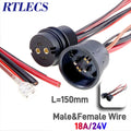 Waterproof Magnetic Circular Connector 18A 24V Male Female 4+2 Pin DC Power Charger Military-grade 12AWG Wire Threaded Gold Plat
