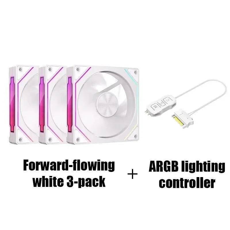 LDPCSJ PRISM 4 PRO 120mm PC Case Fan Equipped with ARGB Controller, 4-Pin PWM Silent Cooling Fan,12V 3Pin Addressable ARGB,45.2CFM High Airflow 600-1500RPM Synchronizable RGB Fan for Gaming Desktop Water Cooling Computer Chas