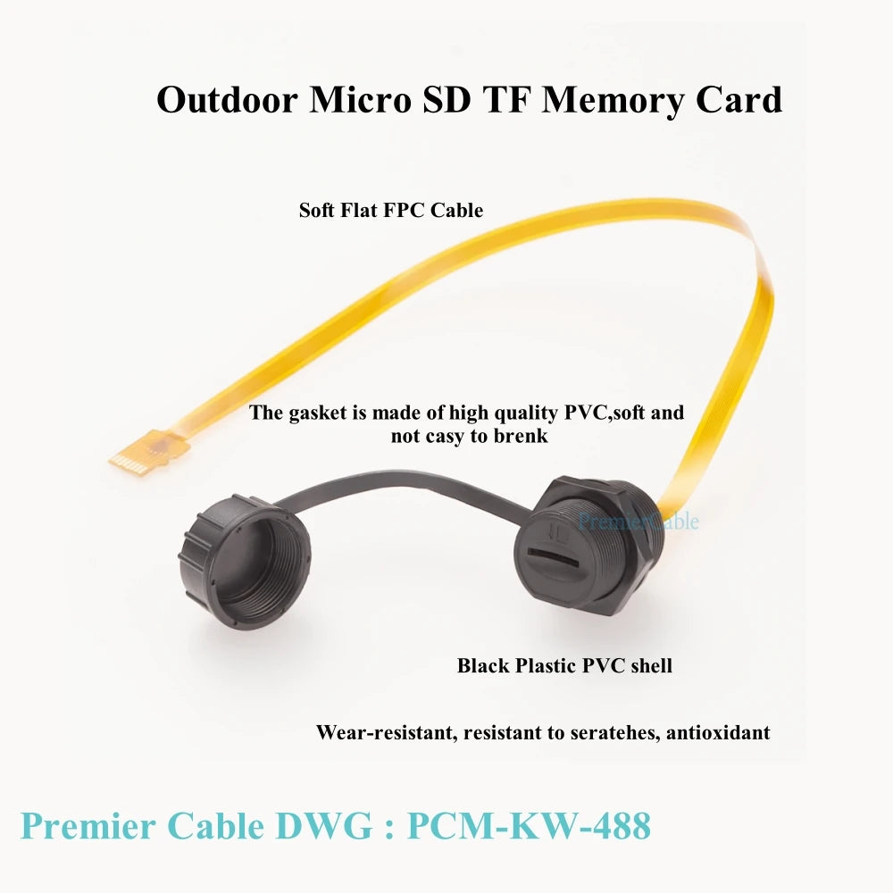 IP67 Waterproof Micro-SD Extension Cable Micro SD TF Card Flex Extender FPC Cable Outdoor Micro SD TF Memory Card Slot