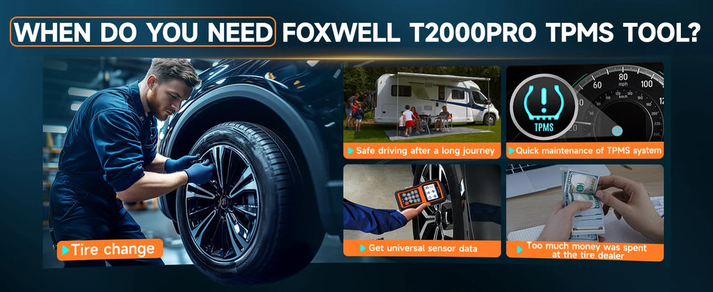 FOXWELL T2000 PRO TPMS Programming Tire Pressure Monitor TPMS Sensor Relearn Activate OBD2 Tire Pressure System Diagnostic Tool
