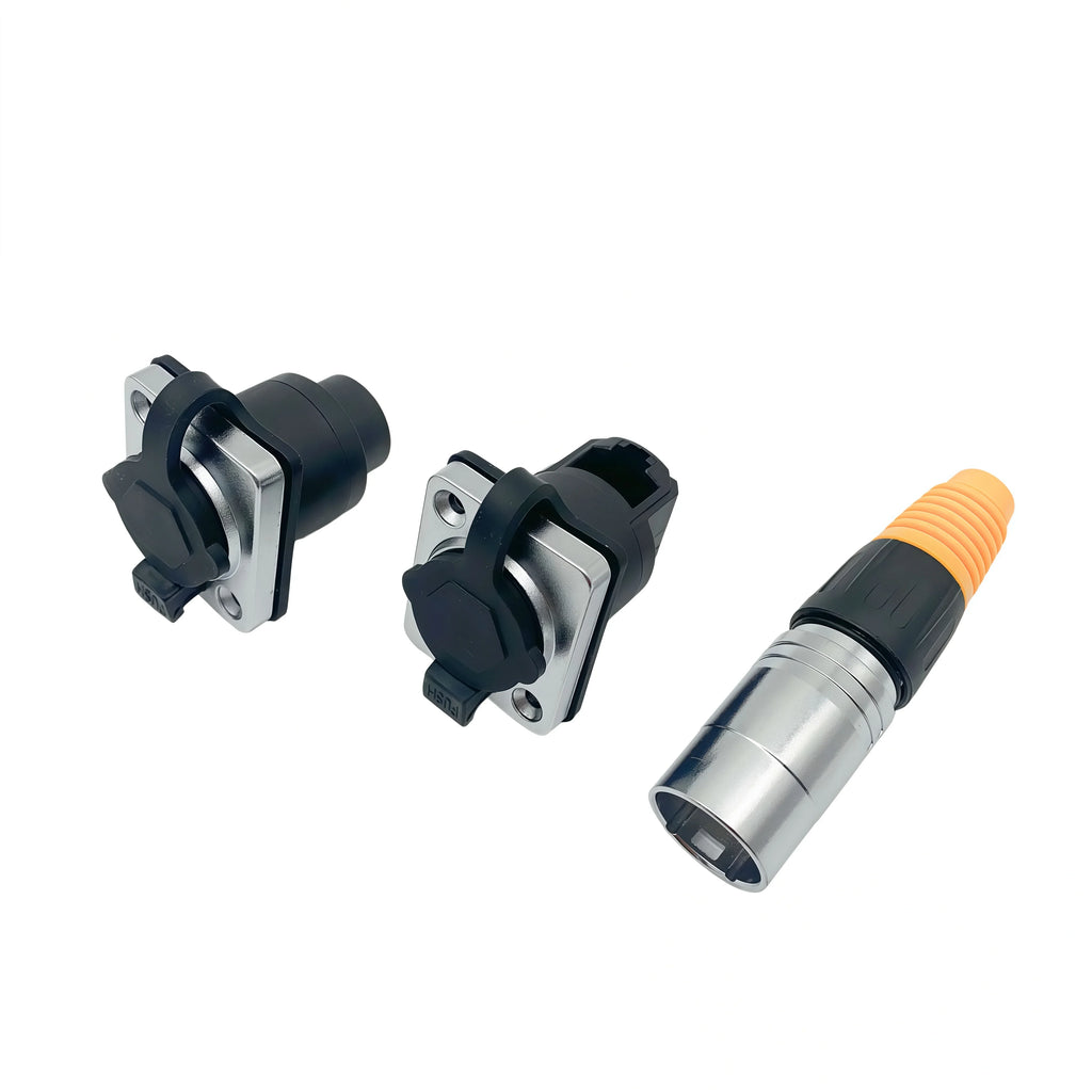RJ45 Waterproof Connector Plug, D Type Panel Mount Socket IP65 Ethernet Connectors