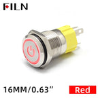FILN 16mm 19mm 22mm Stainless Steel Waterproof LED Indicator Metal Push Button  Switch Power Symbol   Start Stop Power on Off