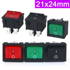 10pcs KCD2 KCD5 21x24mm 21*24mm Rocker Switches Kit 4 Pin 6Pin 2 Position 3 Position 15A/250VAC ON-OFF ON-OFF-ON