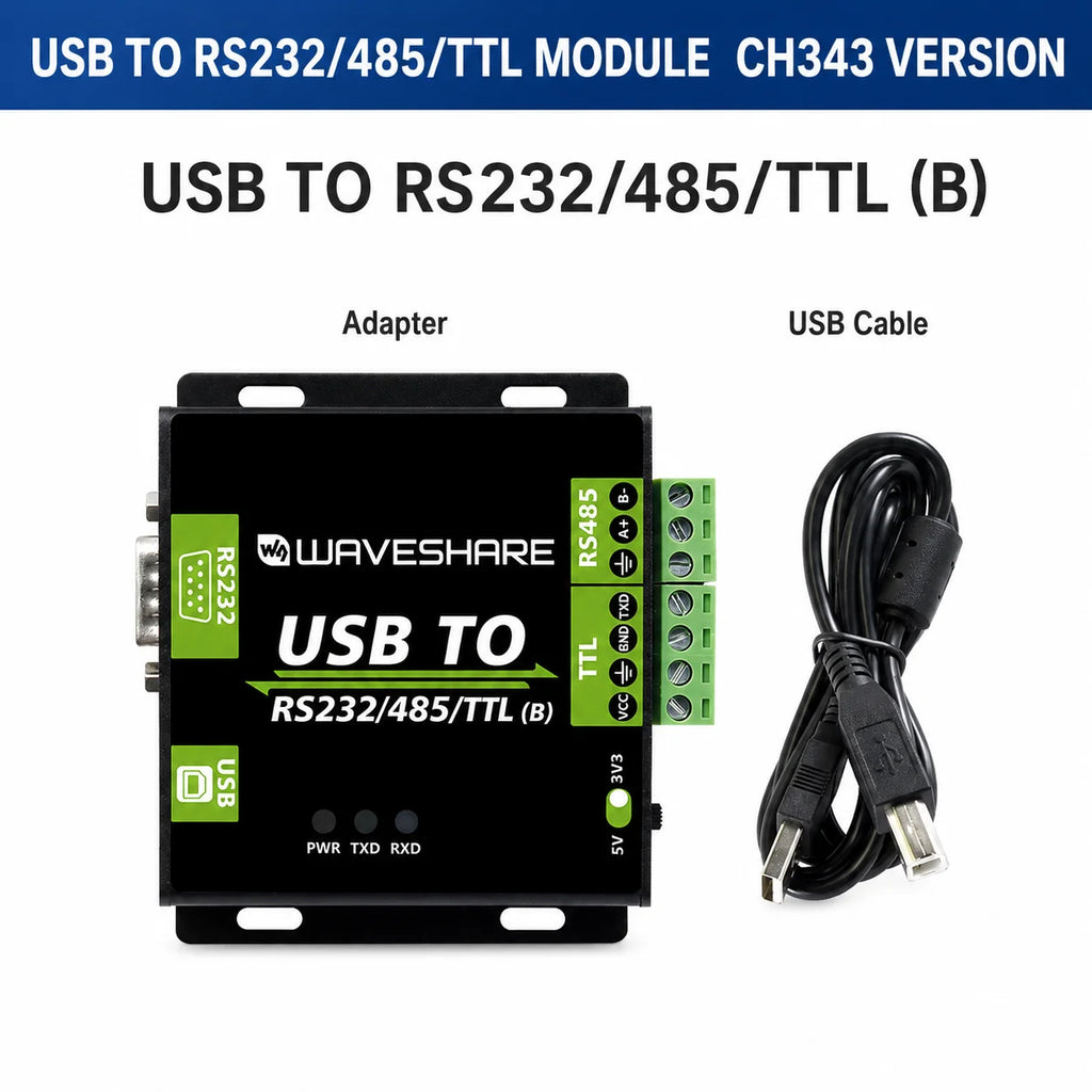 Waveshare USB to RS232/485/TTL Converter Onboard FT232RL Industrial Grade USB to RS232 Converter Support Android Windows