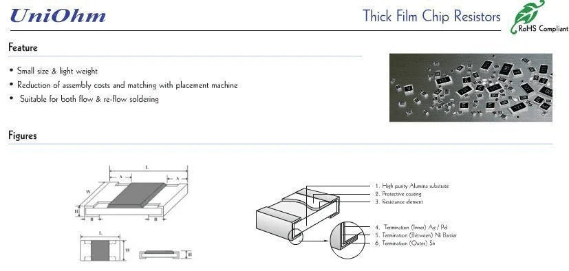 5000pcs/Reel UNI-ROYAL 0805 5% 1/8W SMD Chip Resistor FH 0R ~ 10M 10R 47R 100R 220R 330R 470R 1K 4.7K 10K 47K 100K 330 470 Ohm