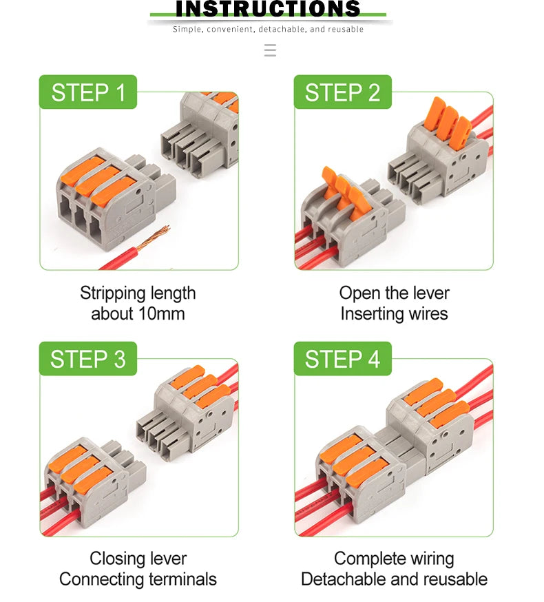5Pcs DF-2604D Mini Docking Quick Wire Connector Male Female Universal Compact Push-in Butt Conductor Terminal Block 32A 250V