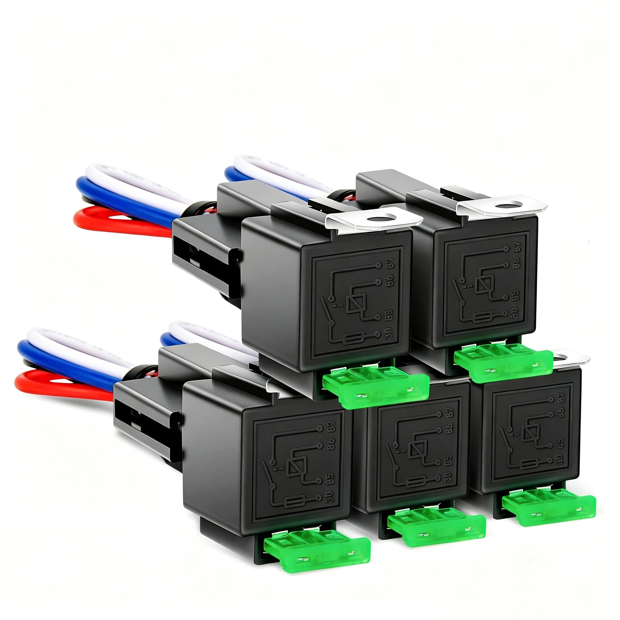  2 3 5 6PCS 12V 24V DC 4 5 Pin Car Automotive Fused Relay 30A Automobile Control Normally Open Relais Fuse with Backrest