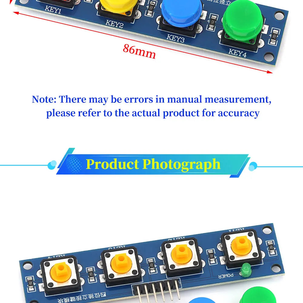 1/5/10Pcs 4Bits Independent Button Module for Single-Chip Microcontroller Raspberry-Pi Arduino