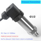 G1/2 Pressure Transmitter Sensor 0-1bar 3bar 0.5bar 150bar DC24V DC5V Pressure Transducer Hydraulic 4-20mA 0-10V 0.5-4.5V 0-3.3V