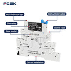 FCGK DC Control AC 6A Slim Interface Solid State Relay Module DIN SSR Slim Relay DC Control DC 41F-1Z-C2 SSR Relay DIN Rail