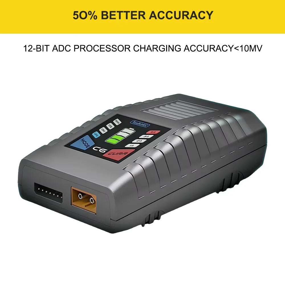 ToolkitRC C6 AC Balance Charger EU Plug 50W Max 5A For 1-6S LiPo LiHV LiFe Battery 5-12S NiMH NiCD RC FPV Drone Model Charger