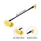 RF1.37 SMA Male Female to MMCX Male 90 Degree FPV Antenna Connector 50 ohm RF Coaxial Extension Jumper OD=1.37 Cable
