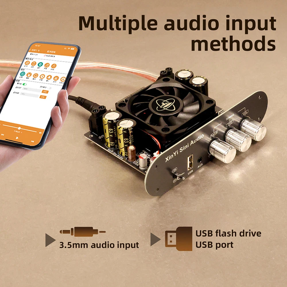 XY-T6001P Mono 600W Amplifier Board TPA3255 DC 19-51V TWS True Wireless Bluetooth 5.0 AUX USB APP Control for Car Home Audio DIY