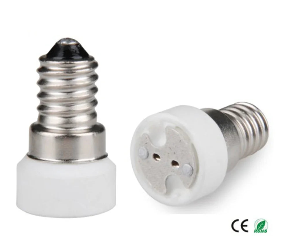 2pcs EU Candle Lamp Base E14 To MR16 GU5.3 G4 Halogen LED CFL Light Socket Adapter Lampholder Converter, CE Rohs