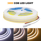 5V USB COB LED Strip 12V 3mm 5mm 8mm Width Flexible LED Tape 320LEDs COB Light with Adhesive High Density Linear Lighting