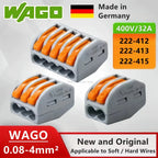 5/10pcs 222-412 222-413 222-415 WAGO Quick Wiring Terminal 2/3/5 Holes 0.08-4mm² Electrical Equipment Lever Wire Connector