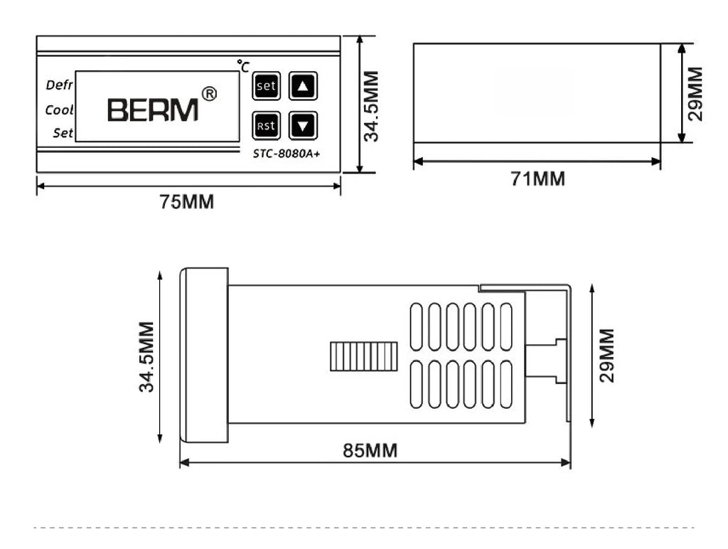STC-8080A+ Digital Temperature Controller Thermostat Switch for Freezer Refrigerator Cold Storage Cooling Defrost Display