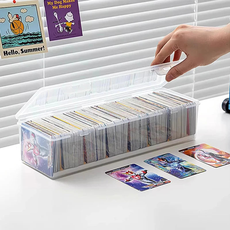 Clear Plastic Compartmentalized Organizer Box Holds 550+ Game Cards Storage Box  Portable With Adjustable Divider For Cards
