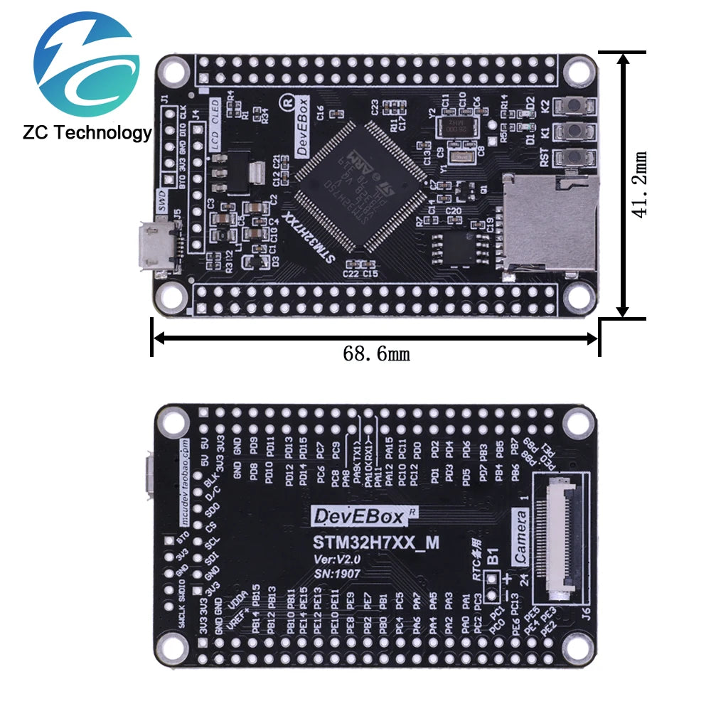 STM32H750VBT6 STM32H743VIT6 STM32H7 Development Board STM32 System Board M7 Core Board TFT Interface with USB Cable
