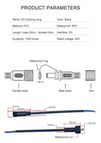 12V DC Power Plug 55*21mm 2Pin Waterproof Connector Male Female Terminal Butt Joint Monitoring Line 1-5M Extension Cord IP67