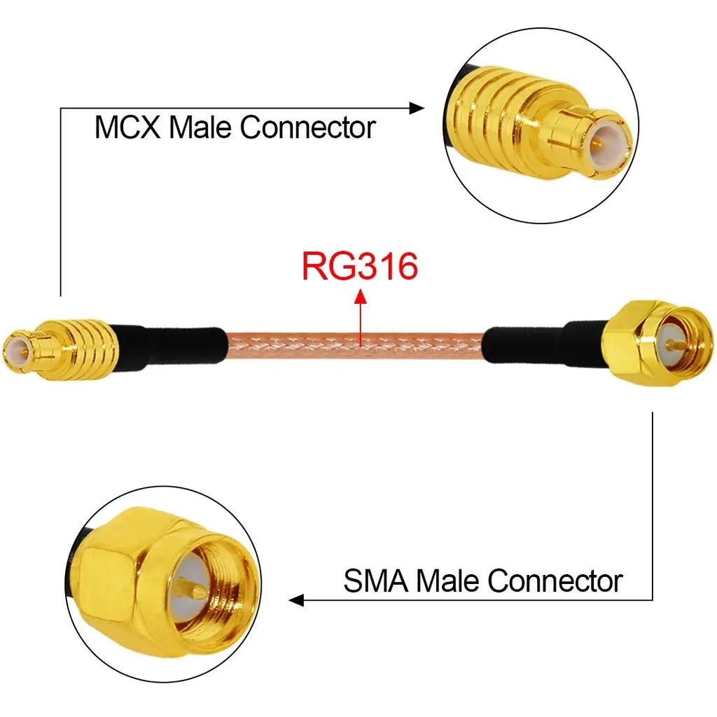 SMA Male Plug to MCX Male Straight RF Cable Adapter RG316 RG174 RG178 15cm 6inch NEW Wholesale for WIFI