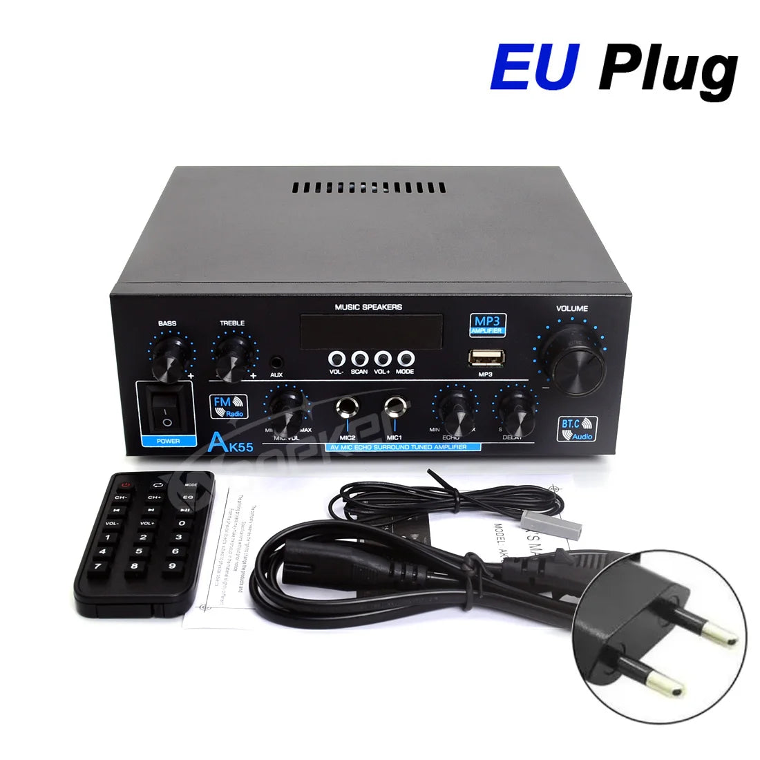 Woopker AK35/AK45 Pro/AK55 Digital Amplifier Bluetooth Sound Amplifier 2 Channel HIFi FM USB Audio Amp For Home Car Karaoke