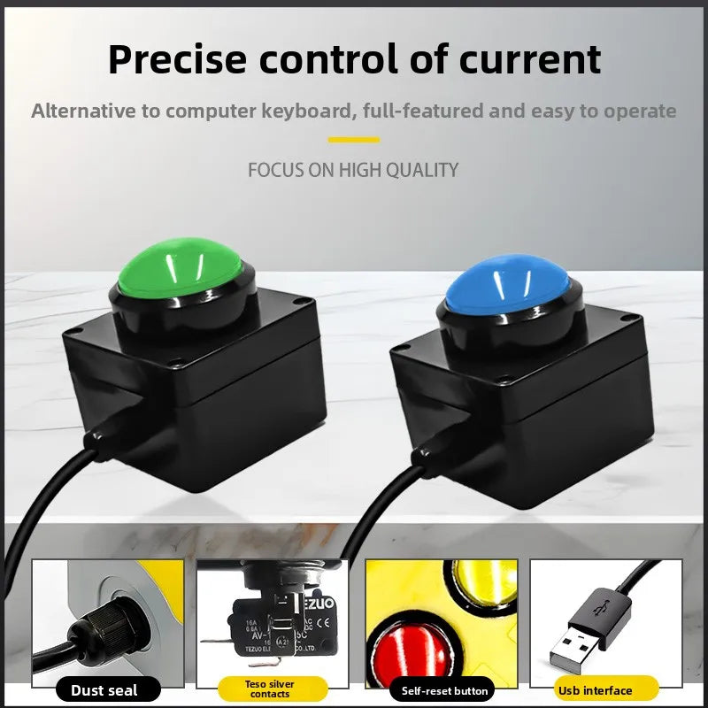 60mm 2m USB custom button wireless remote control buzzer wireless lottery button，Press once to light up once