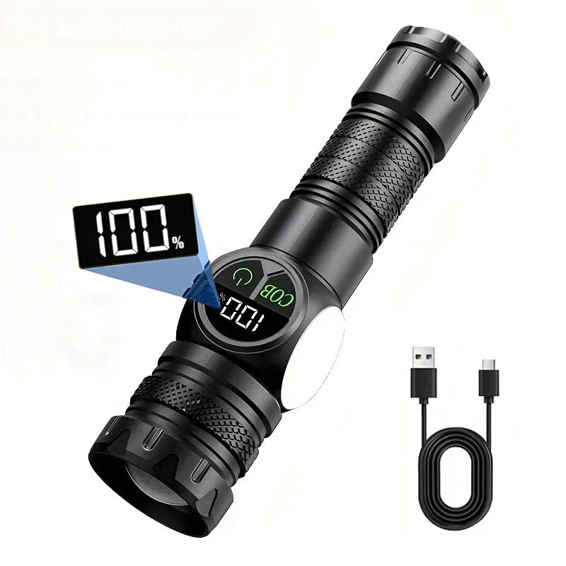 Magnetic USB Rechargeable LED Tactical Flashlight With COB Side Light Camping Fishing Torch