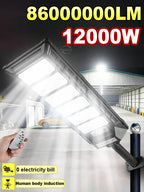 12000W Solar Lights Commercial LED Outdoor Dusk To Dawn Solar Street Lamp Waterproof Backyard Garden Security Lighting IR Sensor