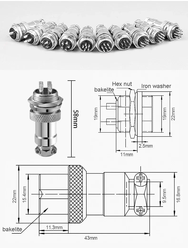 GX20 2 Side Female Plug Electrical Aviation Connector M20 2 3 4 5 6 7 8 9 10 12 14 15 Pin 1m 2m 3M Extension Cable customizable