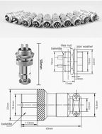 GX20 2 Female Plug To Male Dock Socket Electrical Aviation Connector 2 3 4 5 6 7 8 9 10 12 14 15Pin 1m 2m 3M Cable customizable
