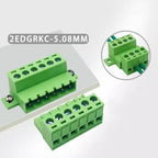 1Sets solderless docking type 2EDGRKC 5.08MM screw terminal block connector PCB plug-in type 2edg type green terminal block