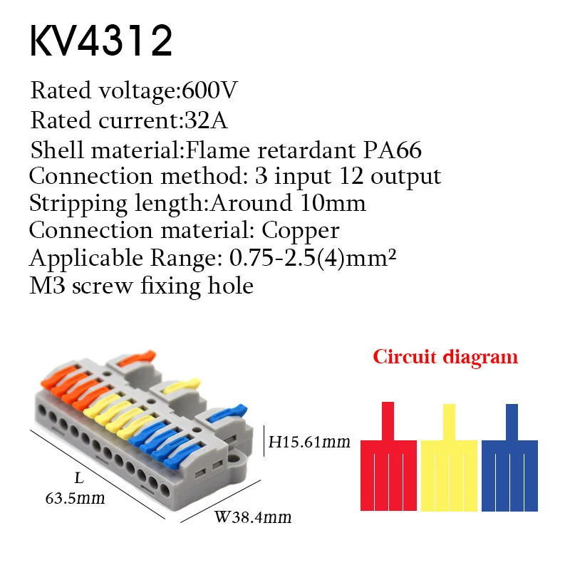 1PC Wire Connector Electric Universal Quick Conductor Splitter Push-in LED Cable Terminal Blocks Mountable Rail Junction Box