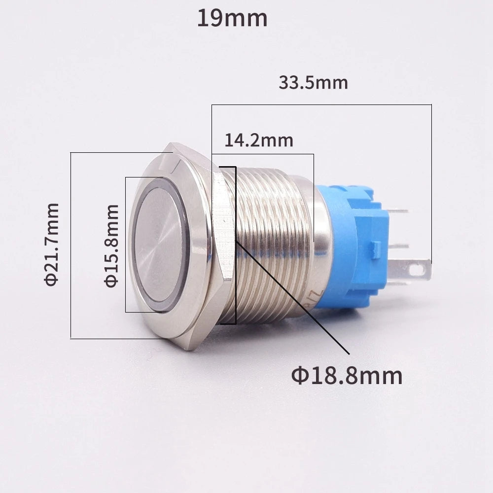 16mm 19mm 22mm Metal Power Supply Switch Push Button PC Pulsador Car Engine Backlit 3v 6v 12v 24v 220v Momentary Start Stop LED