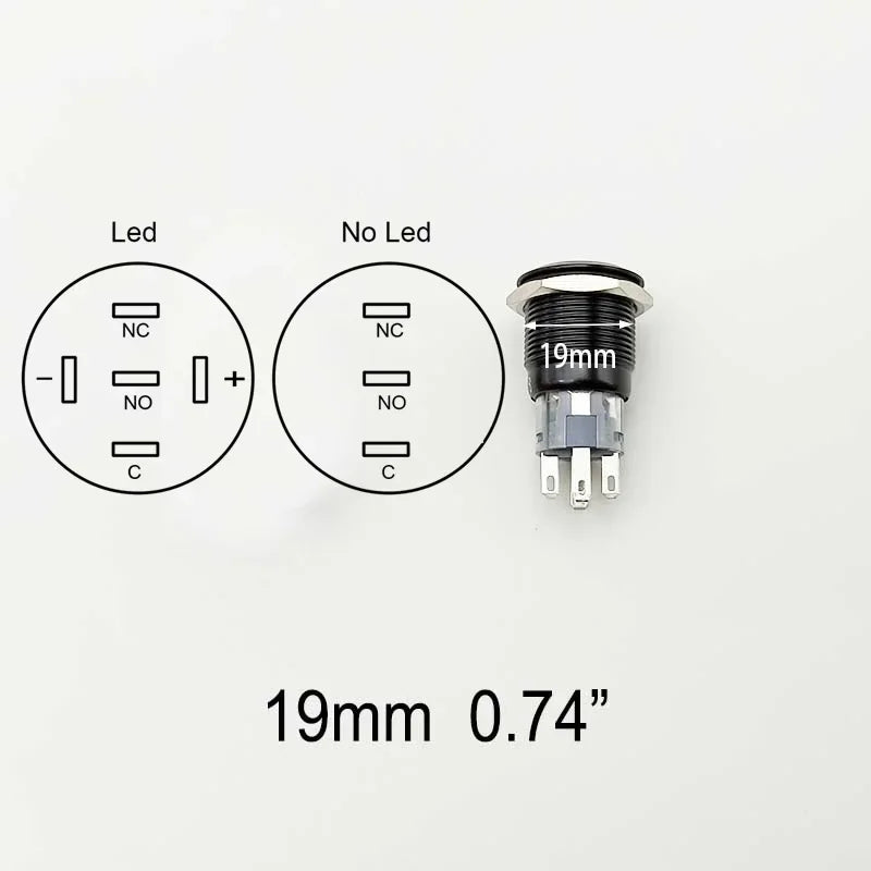 Push Button Switch Electric Waterproof Power 6v 12v Led Light Momentary on Off 8/10/12/16/19/22/25/30mm Micro Pressure Switches