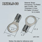 100pcs RNB Brass Ring Bare Terminal Block Connector Cable Lugs Wire Crimping Tips Electrical Connection Strips 12V 2.5mm 4mm 6mm