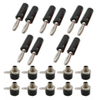 10Pairs 4mm Banana Male Plug + Female Socket Connector Screw Terminal Binding Post Audio Speaker Adapter Black Red