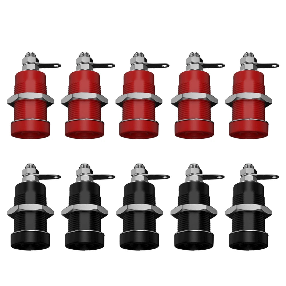 QSS 10pcs 4mm Safety Banana Socket Panel Socket Banana Plug Jack Electrical Connector Tool
