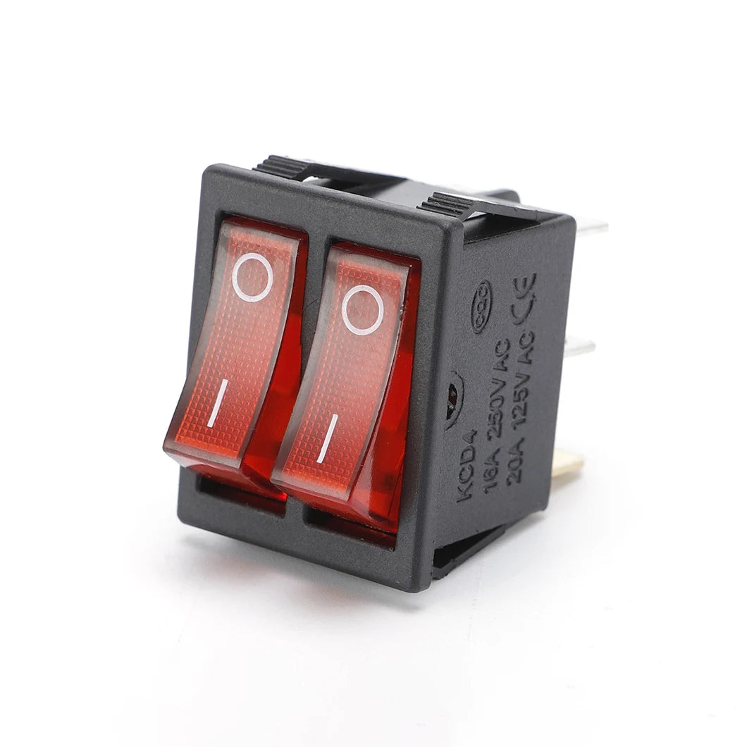 ABILKEEN 100PCS/Lot KCD2-2101N KCD2 Rocker Toggle Switch ON-OFF Latching Rocker Switch Dual Port Push Button AC250V 15A