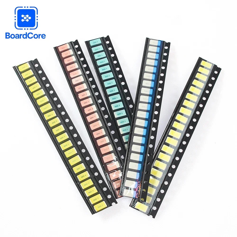5 Colors SMD LED Light Emitting Diode Assortment Kit - 100pcs 0603/0805/1206/1210/5050/5730 Miniature LED Diodes