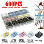 50-1200Pcs Solder Seal Wire Connectors Kit with 300W Heat Gun Waterproof Heat Shrink Butt Terminals Electrical Splice Set
