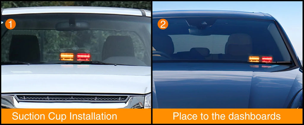 Nilight Bright LED Strobe Lights , Car Windshield Warning Flash Light with Suction Cups, Hazard Safety Lamp for Truck