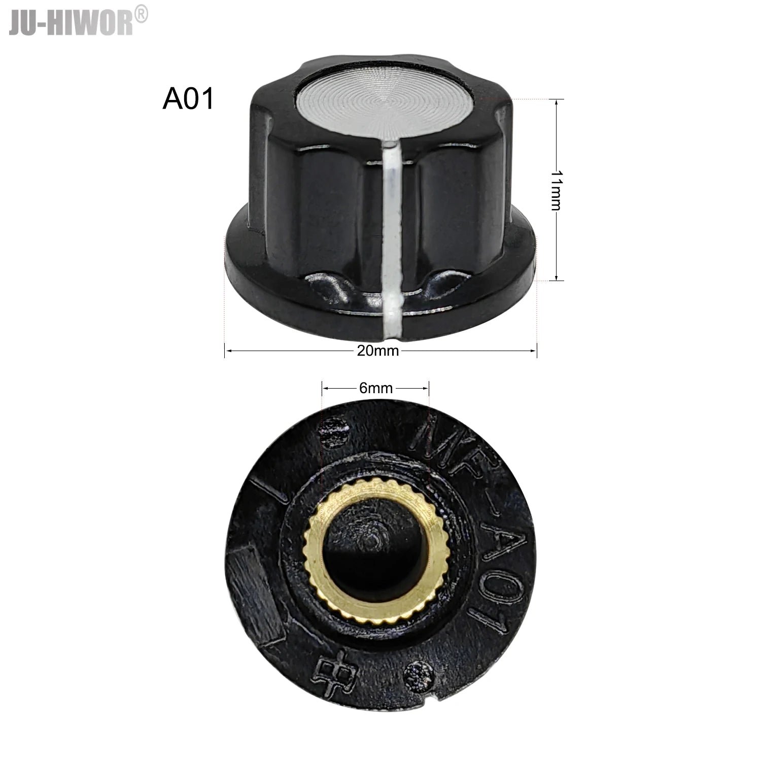 2pcs A01 A02 A03 A04 A05 Silver Tone Top Potentiometer Volume Control Rotary for 6.35mm Shaft Guitar Volume Knob