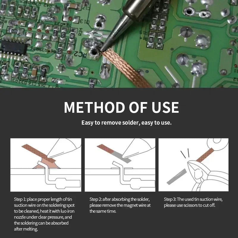 1~50pcs Desoldering Braid Line Width 1 1.5 2 2.5 3 3.5 4mm Welding Solder Remover Wick 1.5M Wire Lead Cord Flux BGA Repair Tool