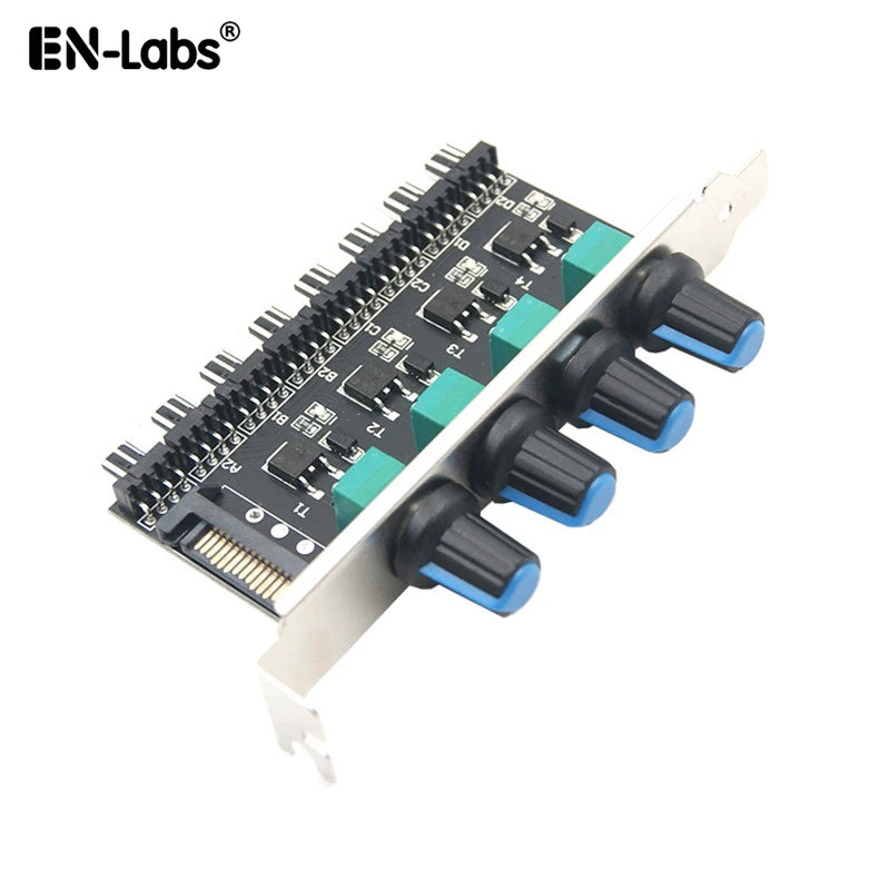 PCI Fan Speed Controller,12V Molex 4pin or SATA Powered 6 8 Fan Hub,PWM 4 pin CPU Radiator 3pin Case Cooler Temperature Control