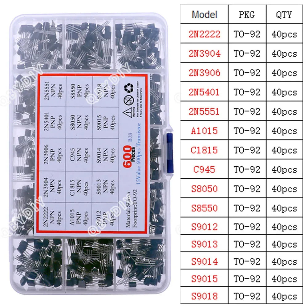 TO92 TO126 TO220 DIP Triode PNP NPN Field-Effect Transistor Assorted Kit Mosfet Thyristor mixed set