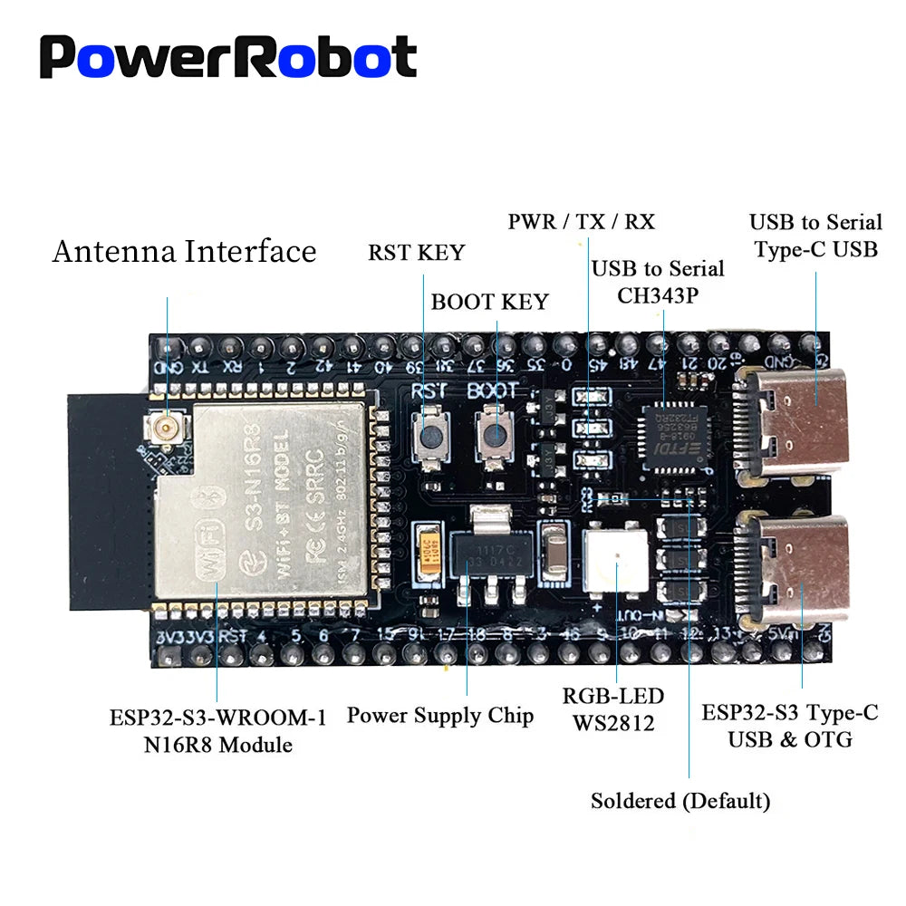 ESP32 S3 Development Board 44Pin Expansion Adapter Kit ESP32S3 2.4G Wifi BT Module MCU ESP32-S3-WROOM1 N16R8 Type-C ESP32-S3