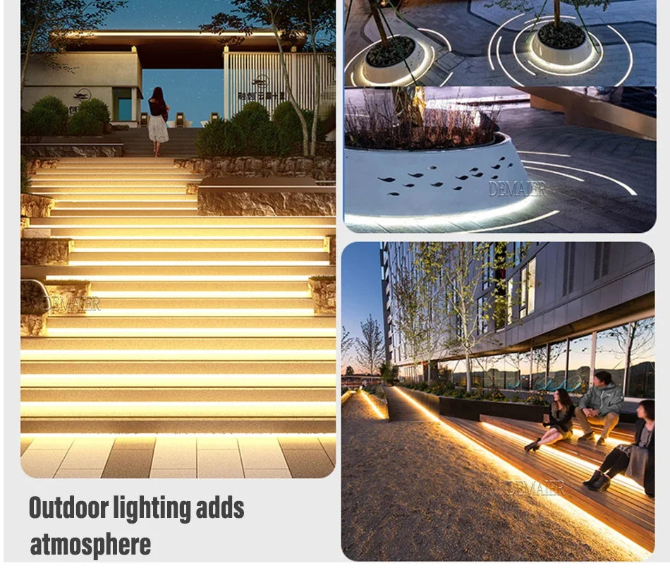 1M-50M 220V COB LED Strip Dimmable 360LEDs/m EU Plug Kitchen Home Room Decoration Flexible Ribbon for Outdoor Garden Lighting